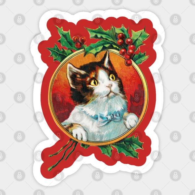 FUNNY HOLIDAY CAT VINTAGE DESIGN Sticker by EmoteYourself